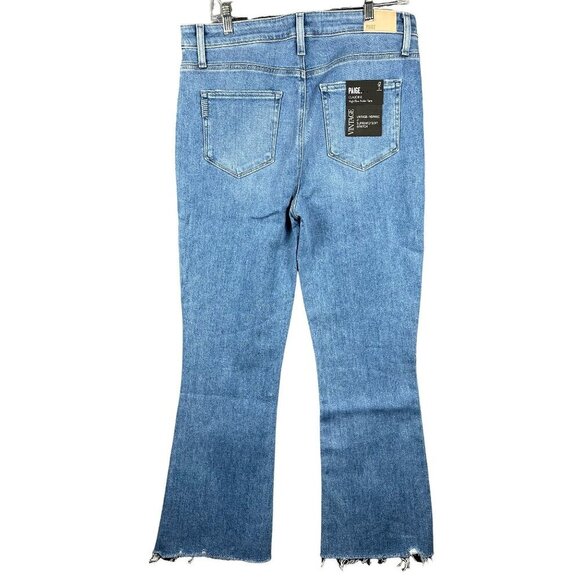 NWT Paige Jeans Claudine High Rise Ankle Flare Jeans Size 32 Raw Hem Stretch - Picture 3 of 13